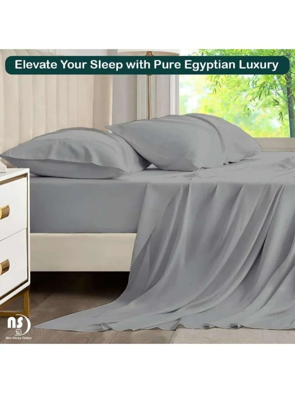 Premium 4-Piece Egyptian Cotton Fitted Sheet Set - Soft, Breathable, Deep